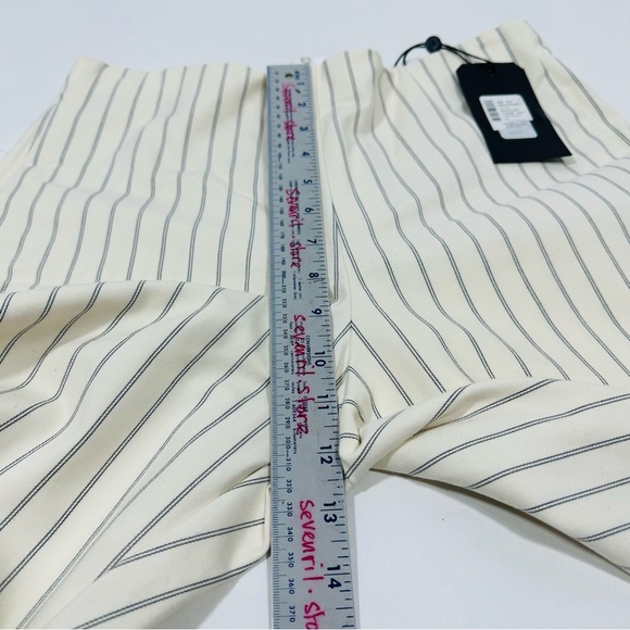 Rag & Bone Simone Stripe Snap Ankle Pant Black Ivory High Rise Sz 10 NWT - Picture 9 of 10